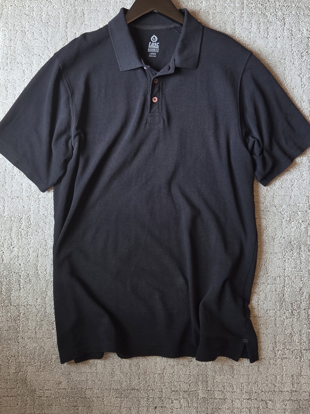 Tasc Performance Bamboo Short Sleeve Polo Shirt Black - Mens Large